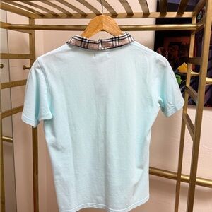 Burberry Light Blue Polo with Plaid Collar